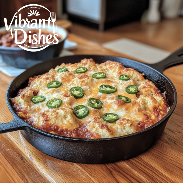 Golden Mexican cornbread with jalapeños in a cast-iron skillet.