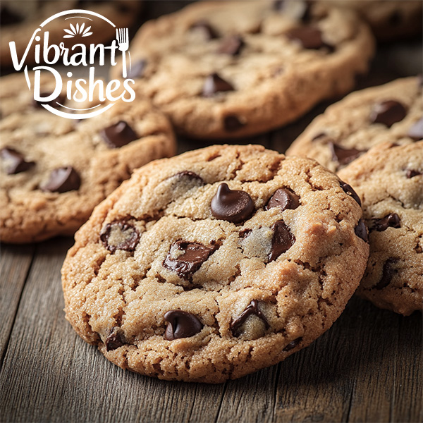 Freshly baked cookies without brown sugar on a wooden table.